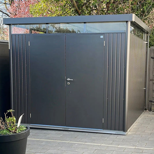 Biohort 'HighLine' H5, double door, metallic dark grey, with floor frame & floor panels
