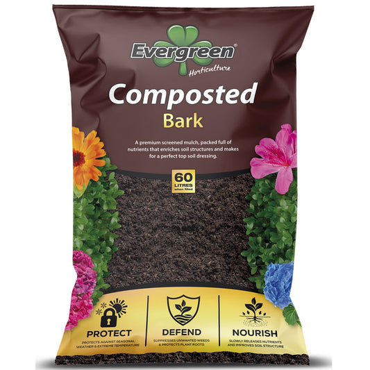 'Emerald Gold' composted bark mulch, 60 litre bags (10 bags)