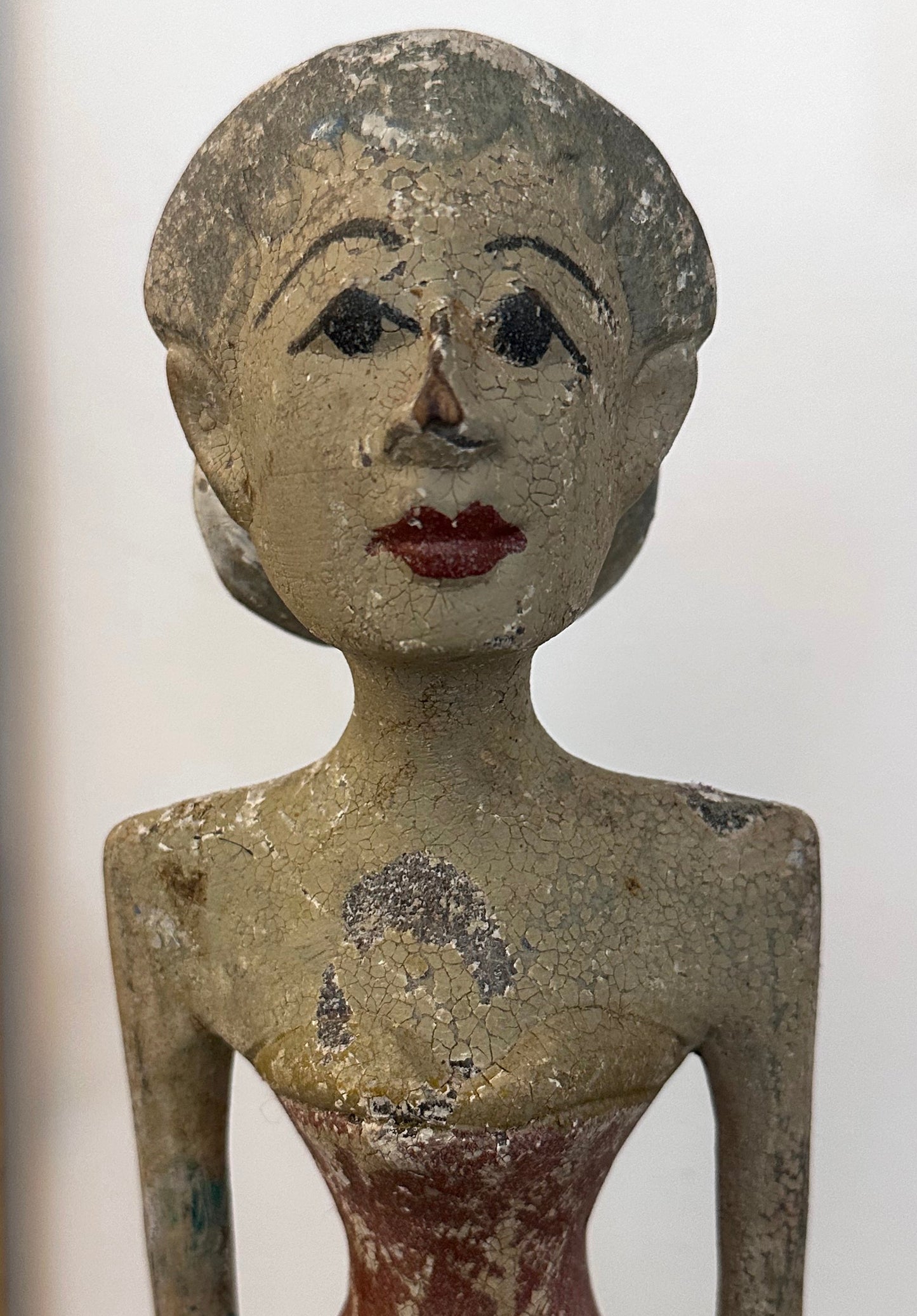 Painted wooden figurine, woman with dress