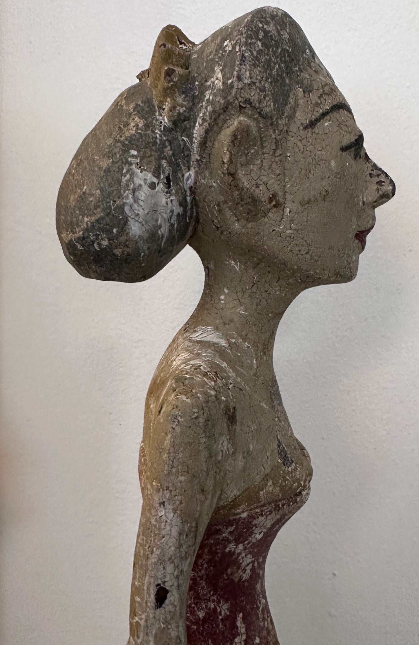 Painted wooden figurine, woman with dress