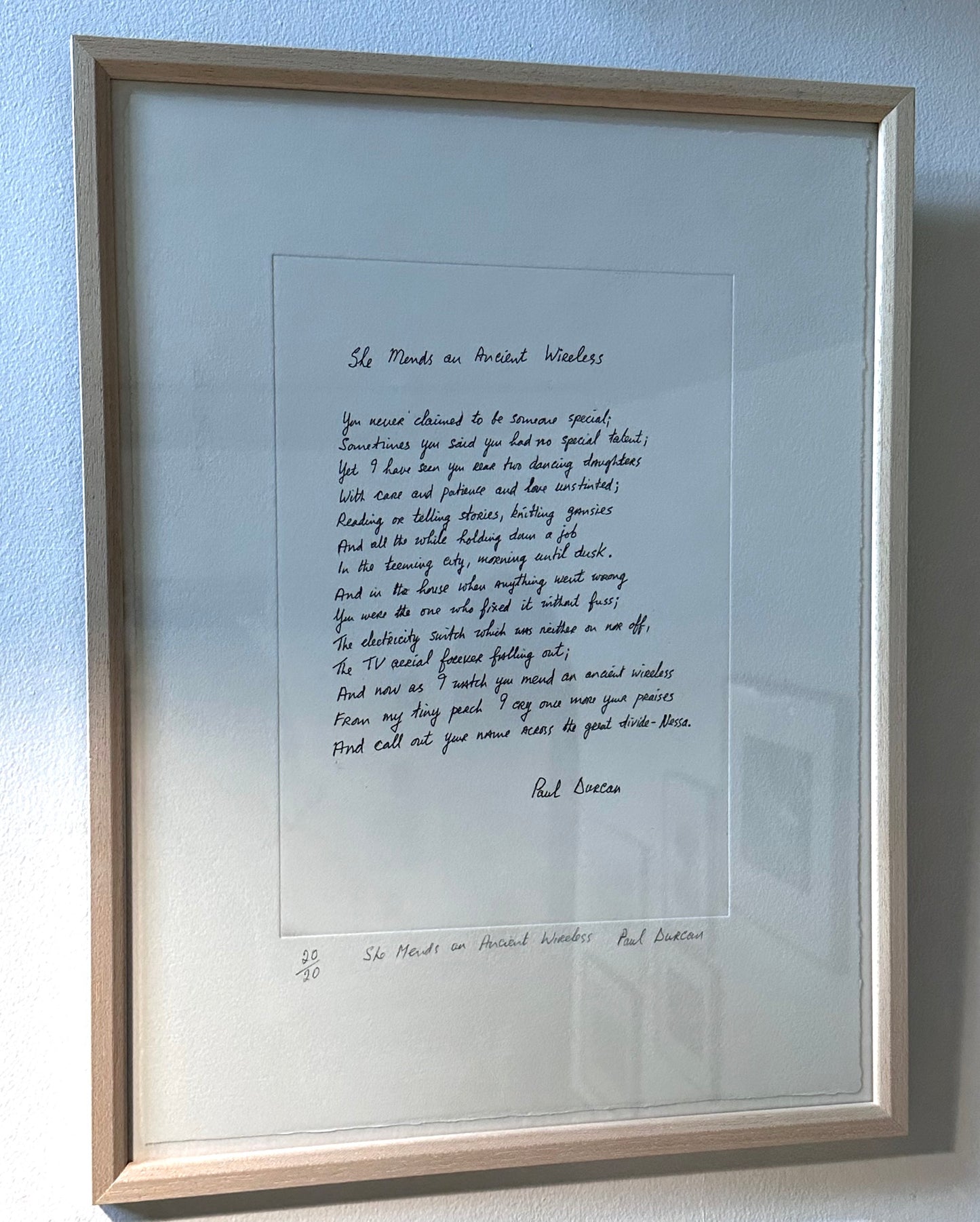 Paul Durcan, She Mends an Ancient Wireless