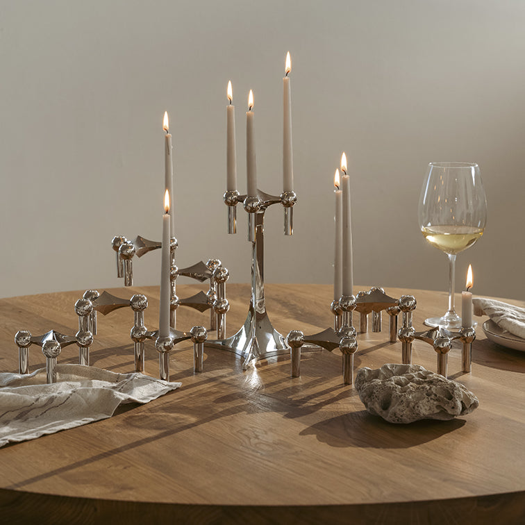 STOFF Nagel candle holder, chrome, 3-pack