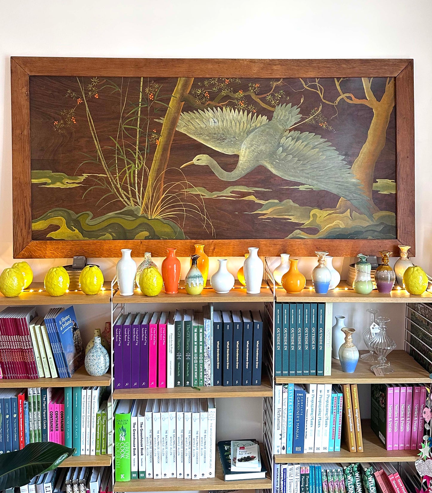 Anonymous, wooden panel with swan and water plants