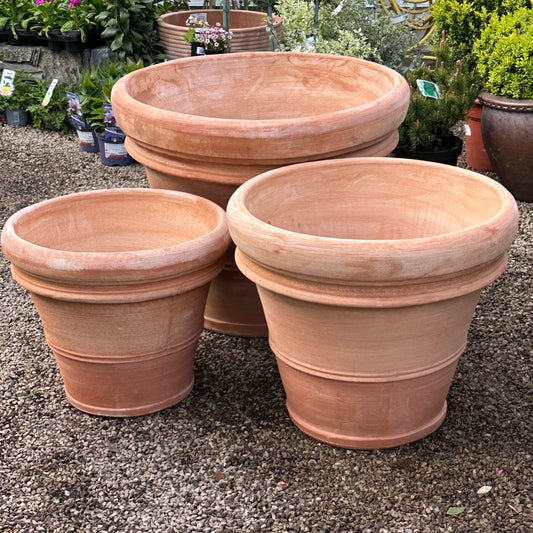 Italian terracotta 'Double Border' pot, 3 sizes