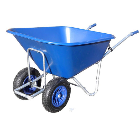 Jumbo twin-wheel blue wheelbarrow (280litres)
