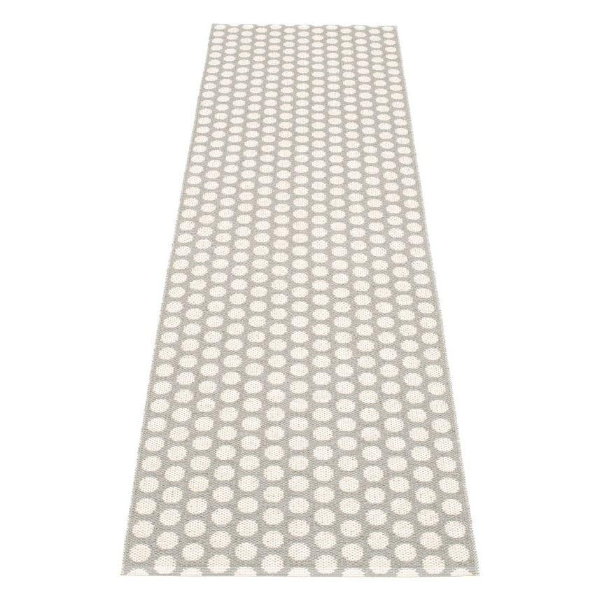 Pappelina rug 'Noa' warm grey/vanilla/mustard edge, 70 x 250cm