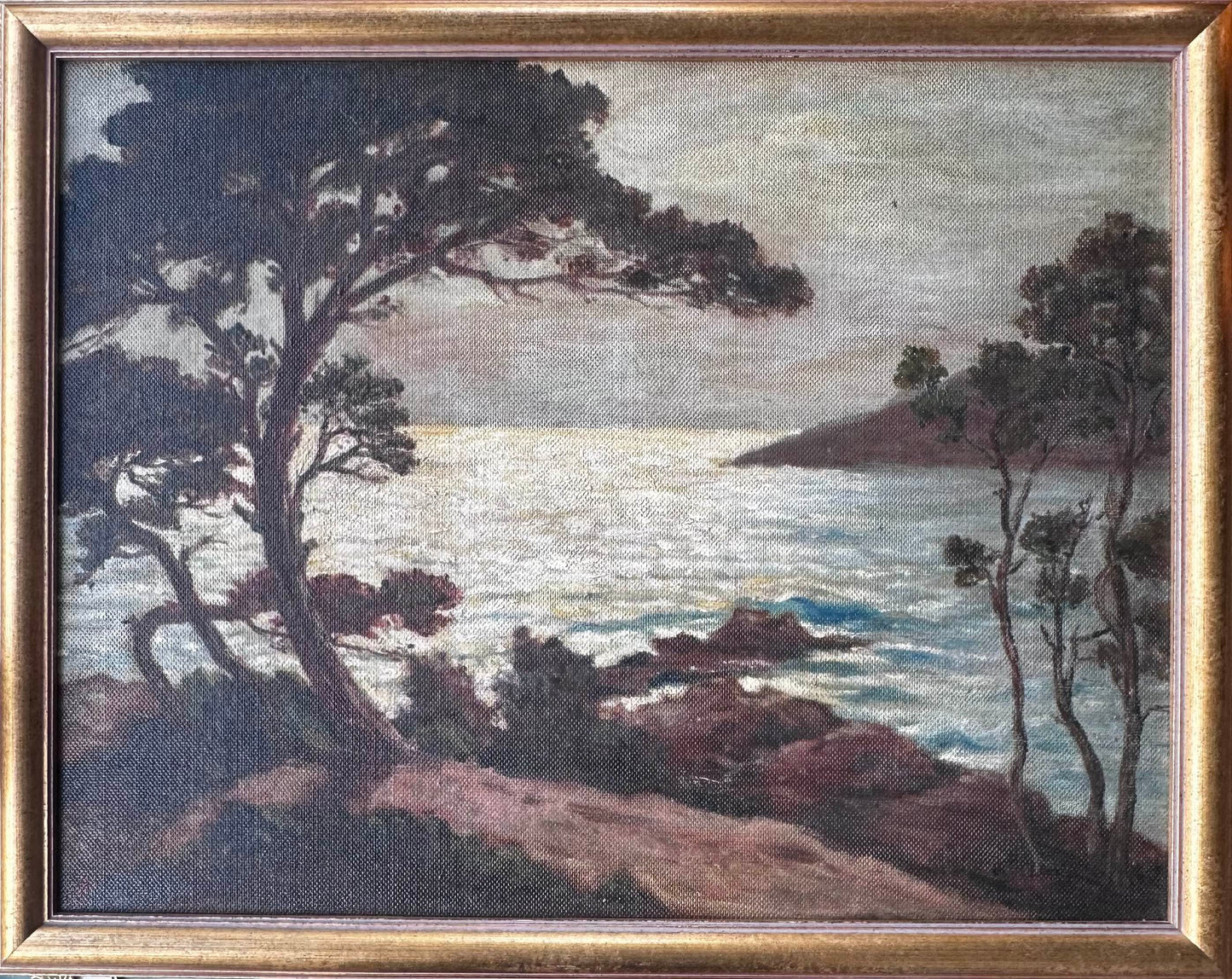 Anonymous, Pine trees against sparkling water