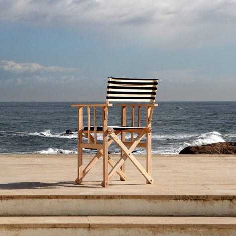 Director's chair, black & white stripes