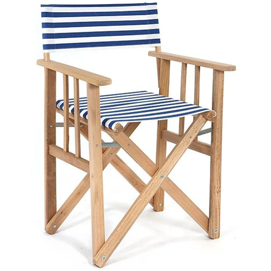 Director's chair, blue & white stripes
