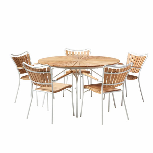 'Ellen' garden furniture set: 130cm table with 5 chairs