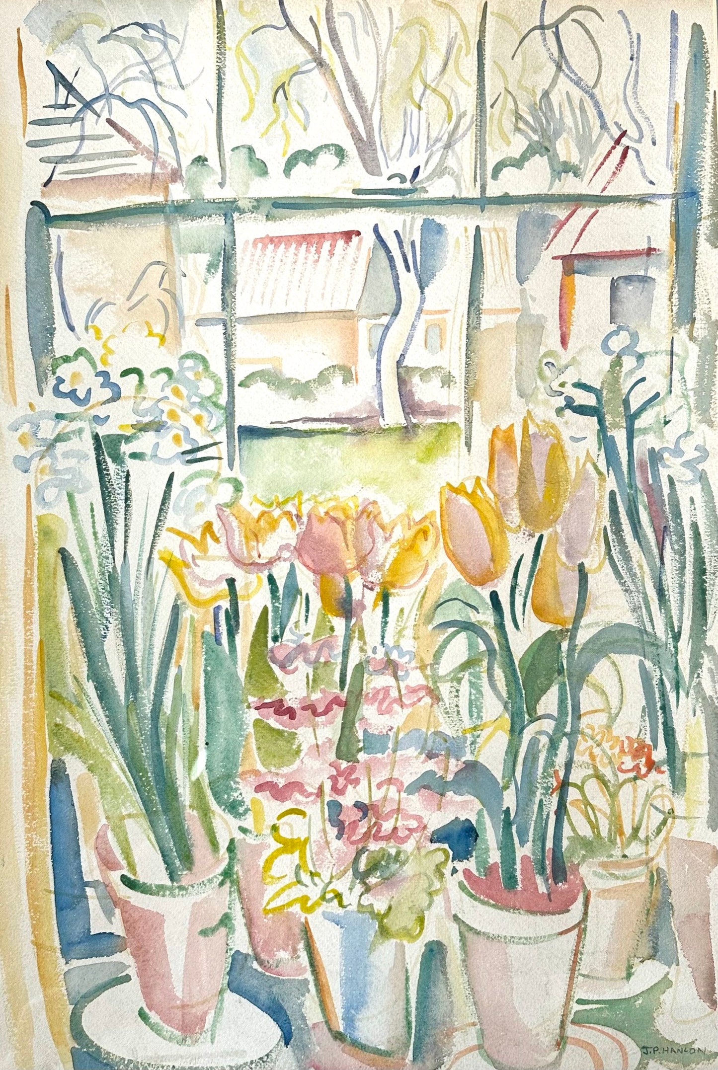 Jack Hanlon (1913-1968), Plants on a Windowsill