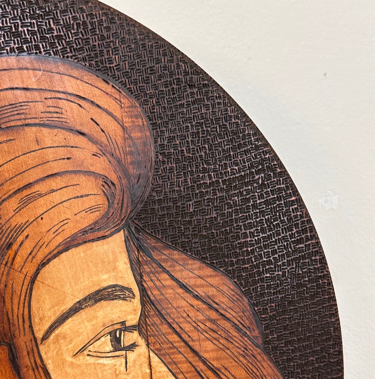 Two Ladies, pokerwork discs (1890-1915)