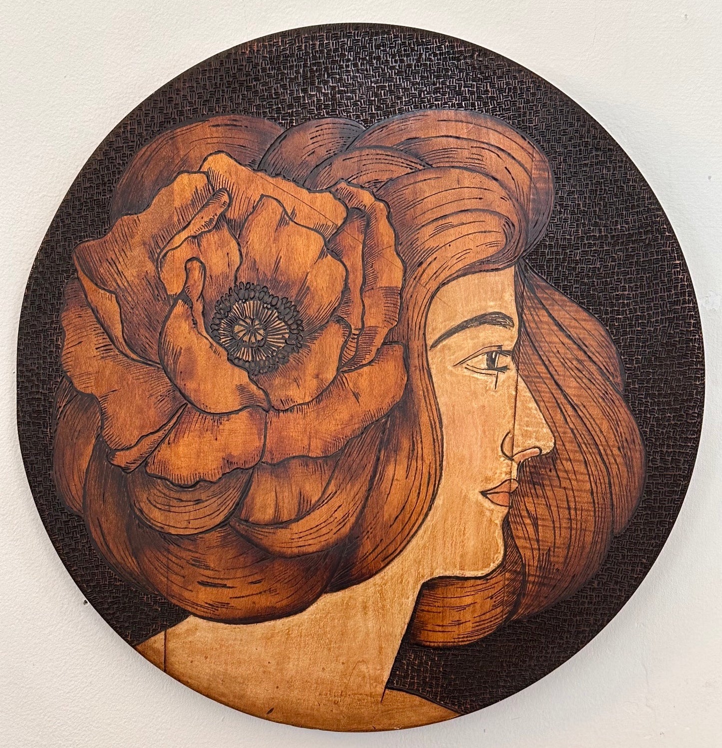Two Ladies, pokerwork discs (1890-1915)