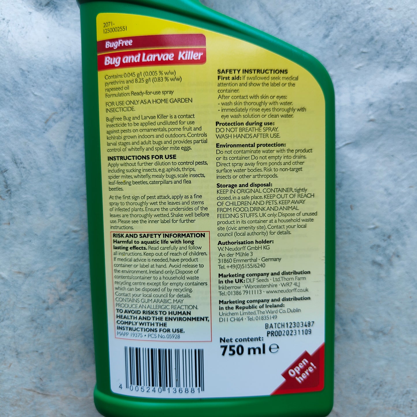 BugFree bug and larvae killer, 1 litre (Neudorff)