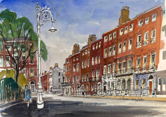 Pete Hogan, Merrion Square looking towards Clare Street (1980s)