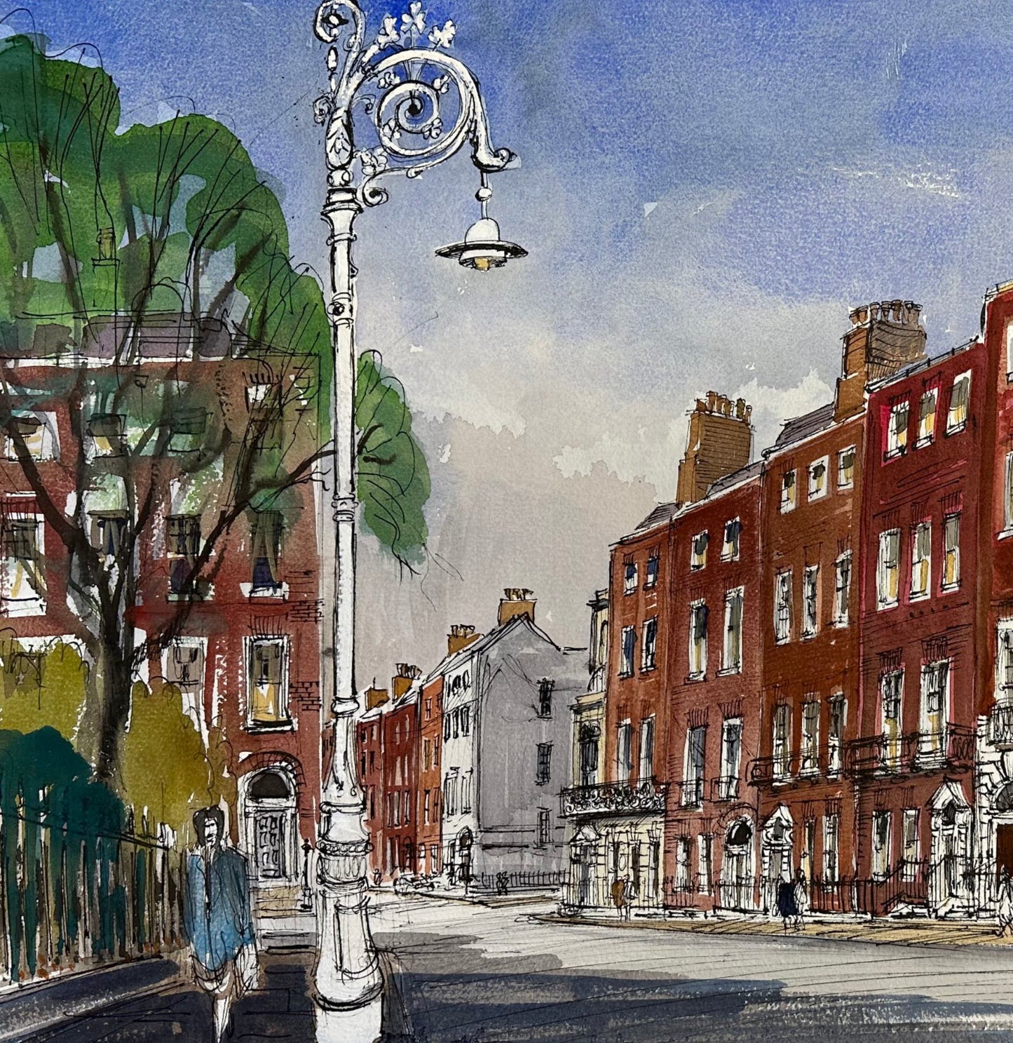 Pete Hogan, Merrion Square looking towards Clare Street (1980s)