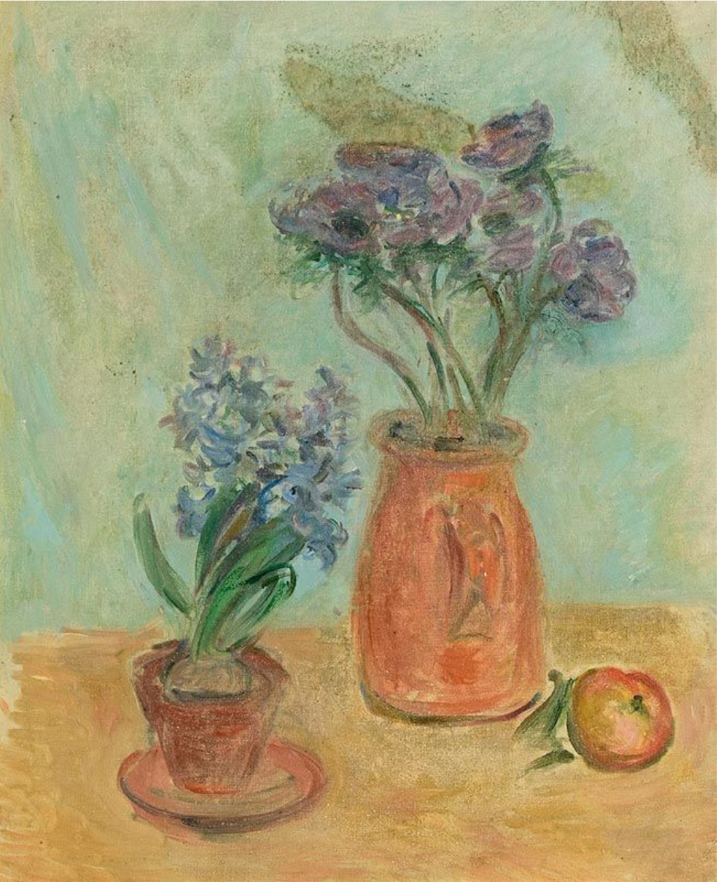 Stella Steyn (1907-1987), Still LIfe of Hyacinth, Anemone and Apple