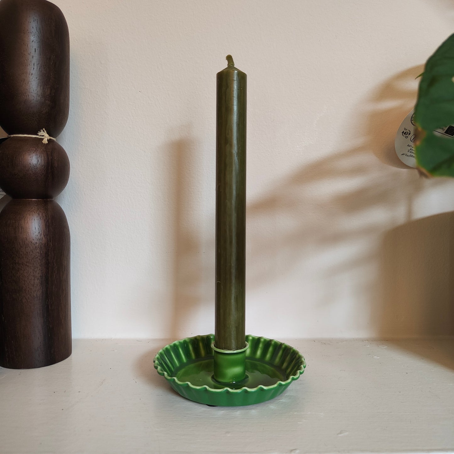 Candle holder, enamel (forest green)