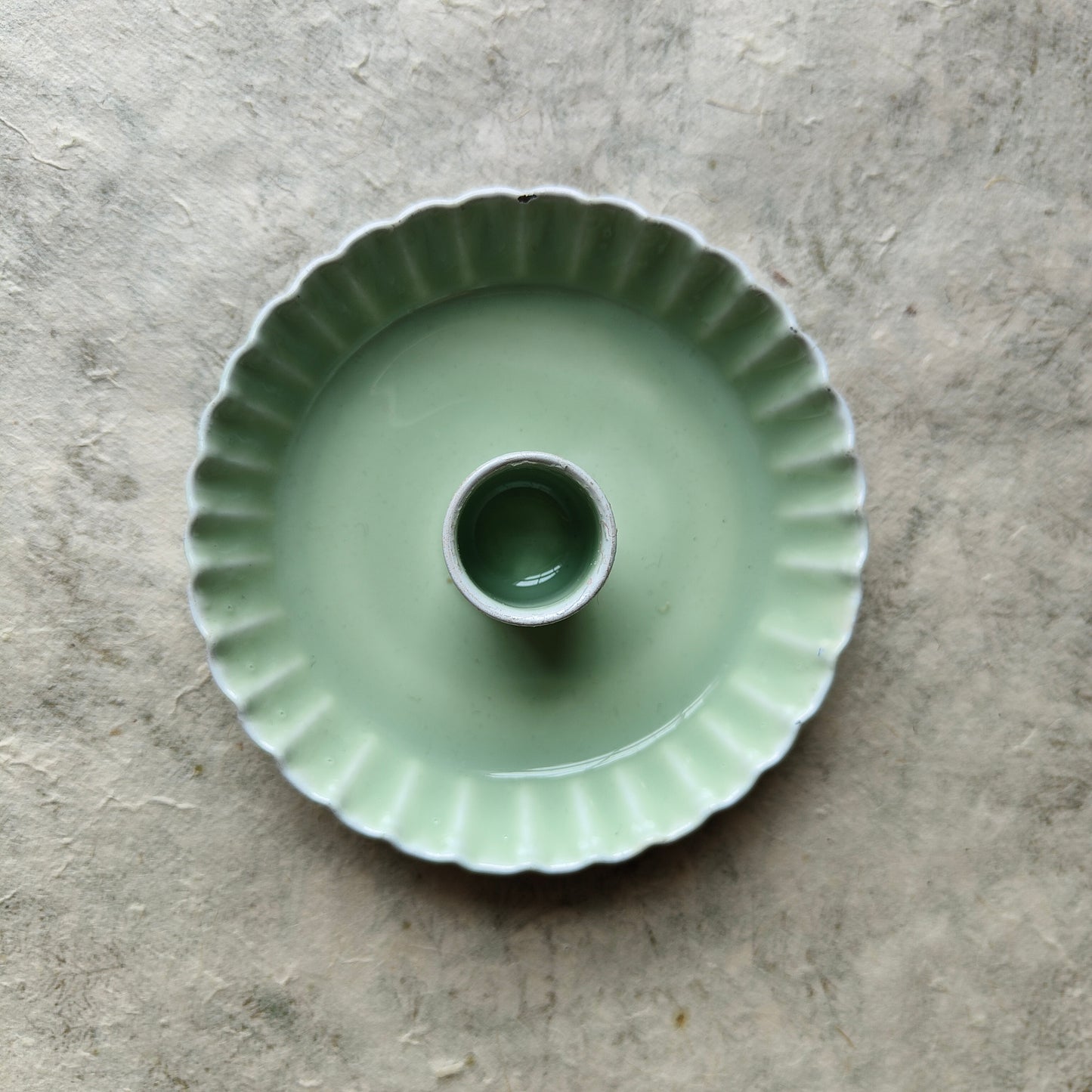 Candle holder, enamel (mint green)