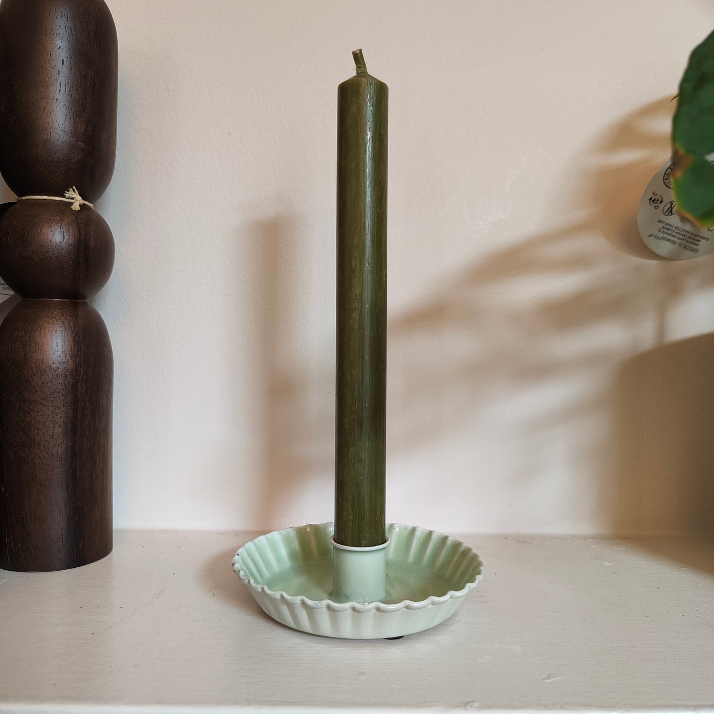 Candle holder, enamel (mint green)