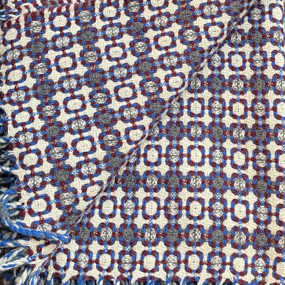 Burel blanket 'Vinatge 1974', bordeaux & blue