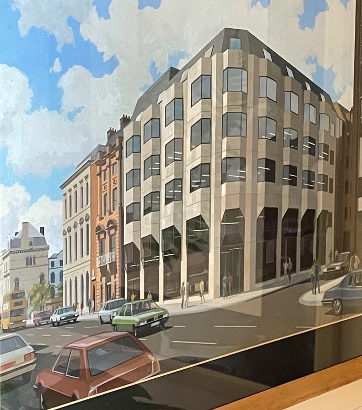 Jock Bevan, Central Bank new buildings on Dame Street from College Green (1970)