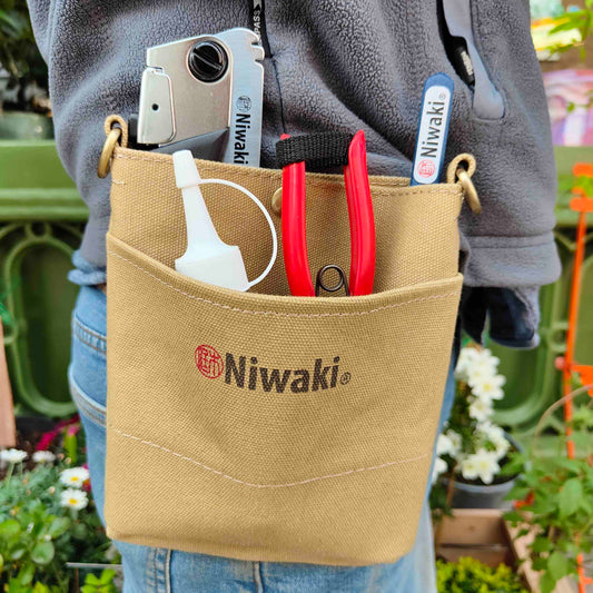 Canvas pouch/ Tool bag with shoulder strap, Niwaki