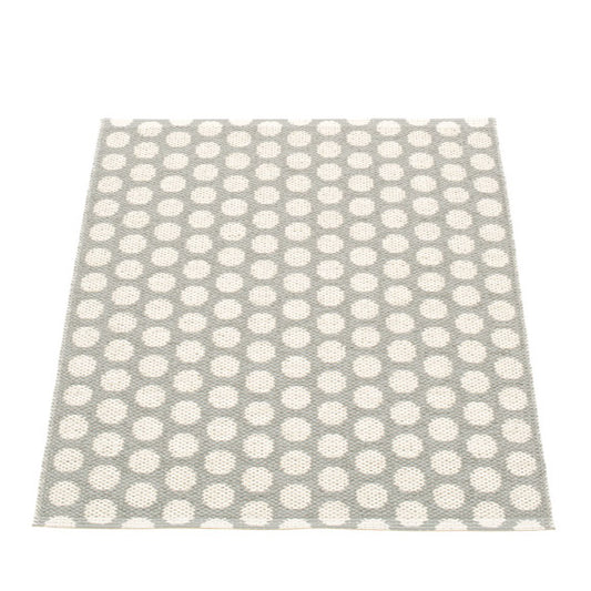 Pappelina rug 'Noa' warm grey / vanilla/ mustard edge, 70 x 90cm