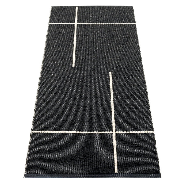 Pappelina rug 'Fred' black/vanilla, 70 x 180cm