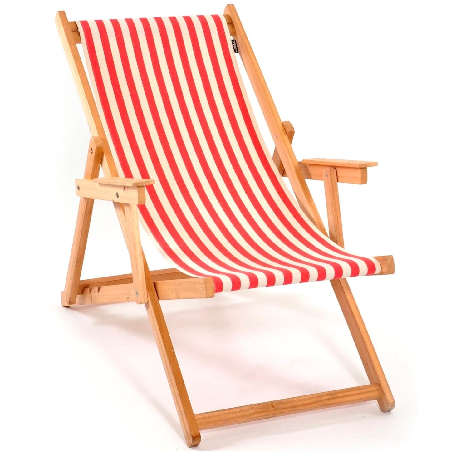 Deck chair with arms: red & white stripes