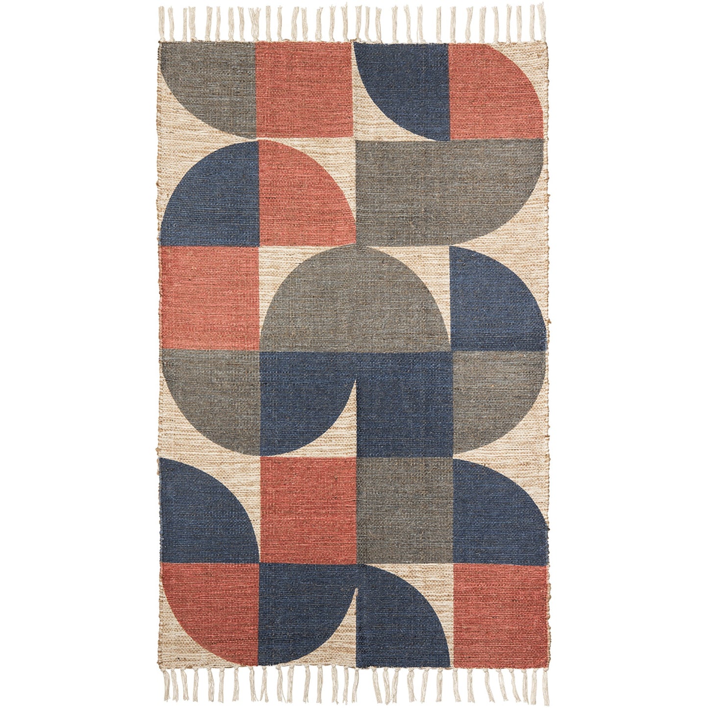 'Retro' rug 150cm x 90cm (blue, grey, red)